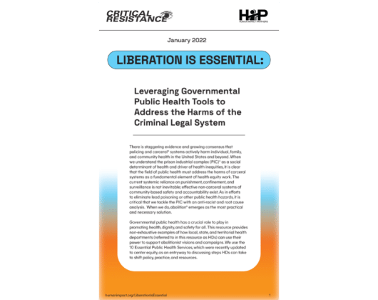 Liberation is Essential: Leveraging Governmental Public Health Tools to Address the Harms of the Criminal Legal System