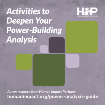 Purple graphic with green blocks that reads "Activities to Deepen Your Power Building Analysis"