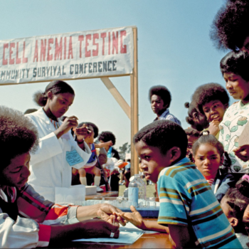Free sickle cell anemia testing at the Black Panther Party’s Black Community Survival Conference on March 30, 1972, in Oakland, California. (Bob Fitch Photography Archive/Department of Special Collections/Stanford University Libraries)